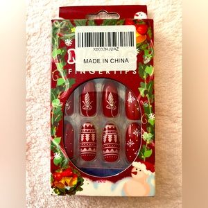 Magic Fingertips red/white holiday theme press on nails